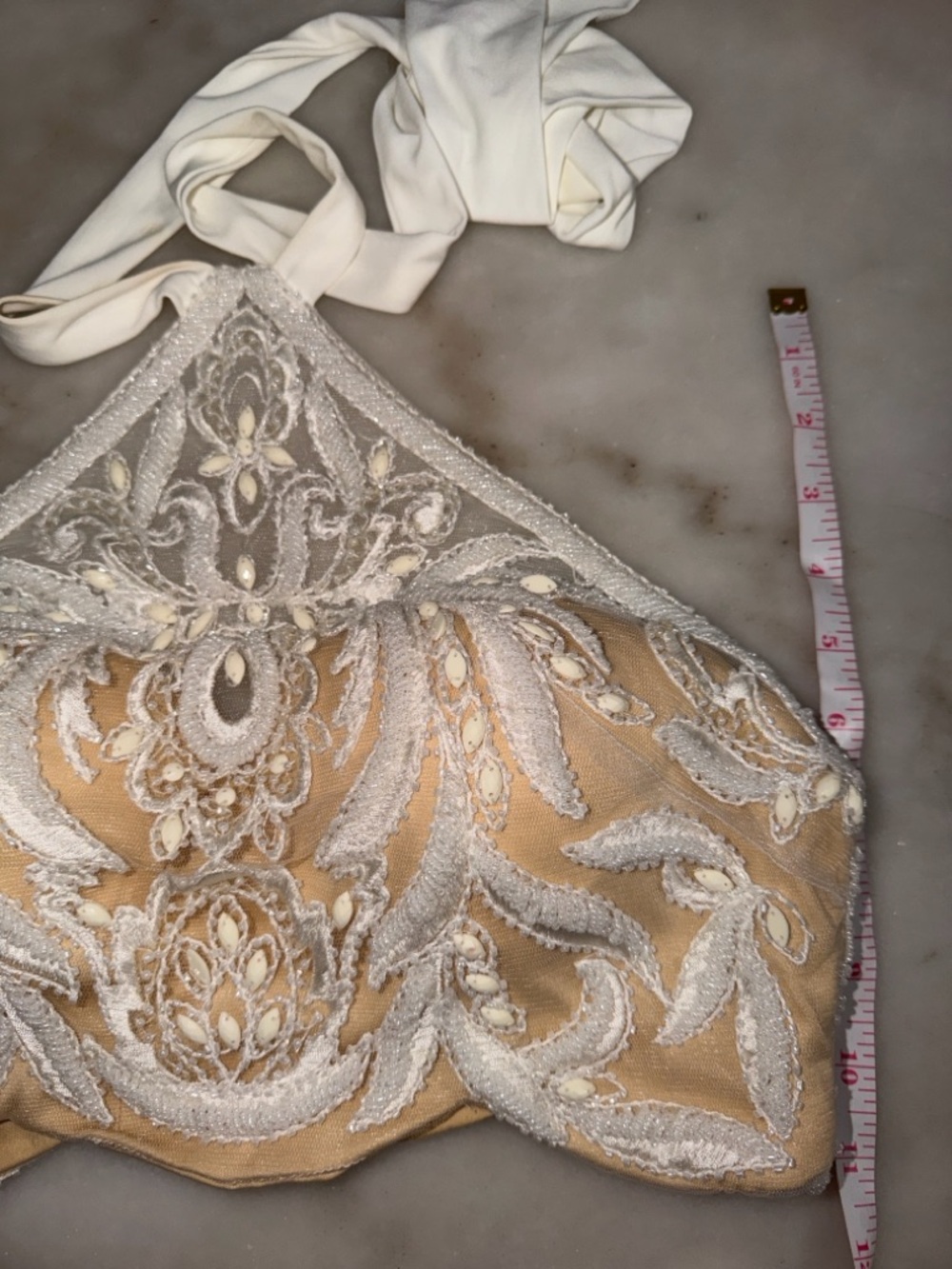 Alyce Paris Embroidered Halter Bralette Prom Crop Top - Picture 16 of 17